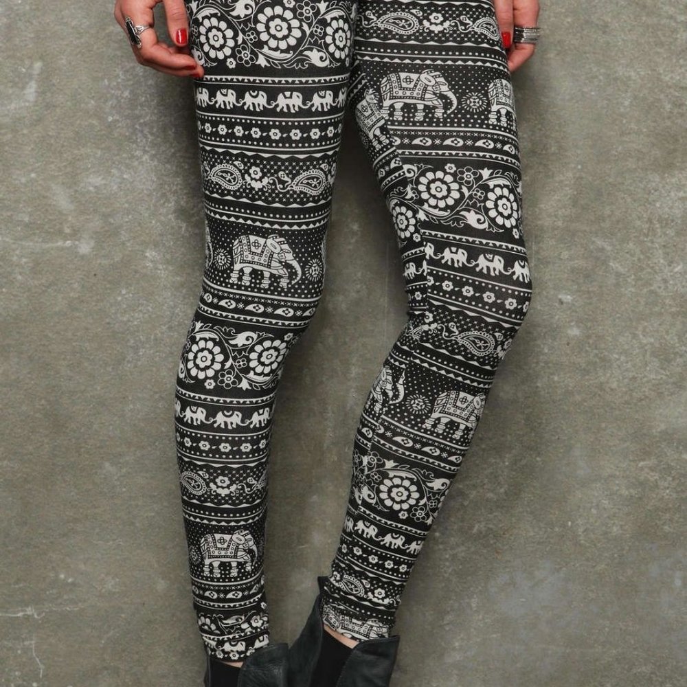 Patterned Leggings - Elephants